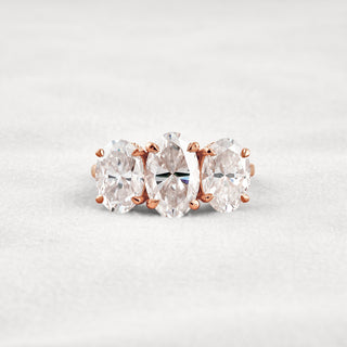 2.35 CT Oval Cut 3 Stones Moissanite Diamond Engagement Ring In Rose Gold