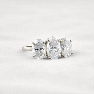 2.35 CT Oval Cut 3 Stones Moissanite Diamond Engagement Ring