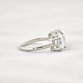 2.35 CT Oval Cut 3 Stones Moissanite Diamond Engagement Ring In White Gold