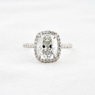 3.55 CT Cushion Cut Halo & Pave Moissanite Engagement Ring