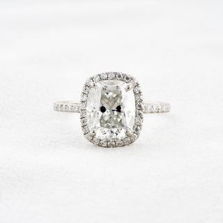 3.55 CT Cushion Cut Halo & Pave Moissanite Engagement Ring