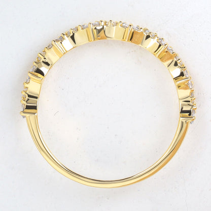 Round Moissanite Unique Cluster Wedding Band