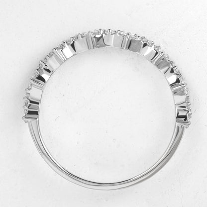 Round Moissanite Unique Cluster Wedding Band