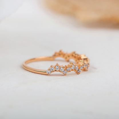 Round Moissanite Unique Cluster Wedding Band