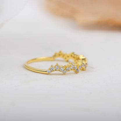 Round Moissanite Unique Cluster Wedding Band