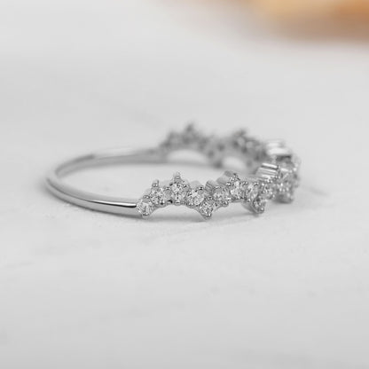 Round Moissanite Unique Cluster Wedding Band