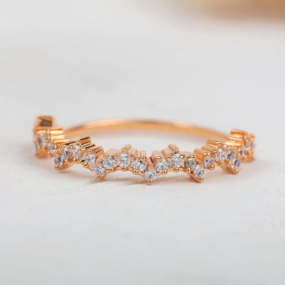 Round Moissanite Unique Cluster Wedding Band