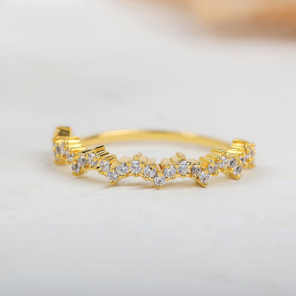 Round Moissanite Unique Cluster Wedding Band