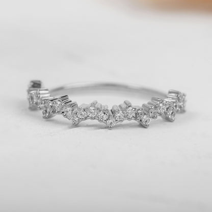 Round Moissanite Unique Cluster Wedding Band