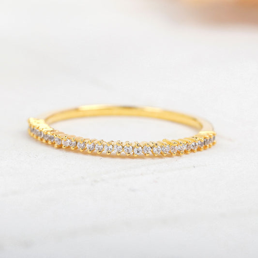 Round Moissanite Half Eternity Stacking Wedding Band