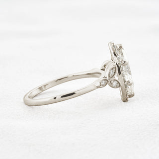 1.6 CT Marquise Cut Halo Moissanite Engagement Ring