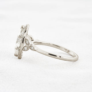 1.6 CT Marquise Cut Halo Moissanite Engagement Ring