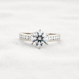 1.7 CT Round Cut Pave Moissanite Engagement Ring