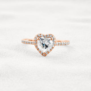 0.85 CT Heart Cut Halo & Pave Moissanite Engagement Ring
