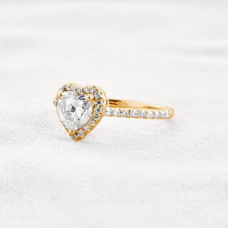 0.85 CT Heart Cut Halo & Pave Moissanite Engagement Ring