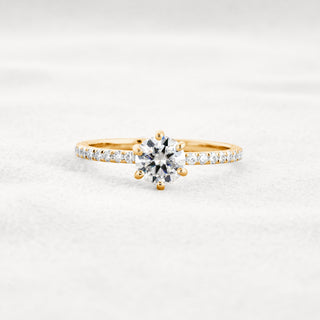 0.7 CT Round Cut Pave Moissanite Engagement Ring