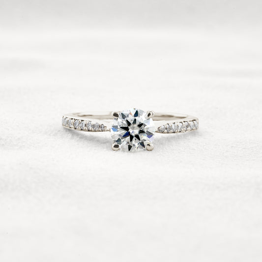 1 CT Round Cut Pave Moissanite Engagement Ring
