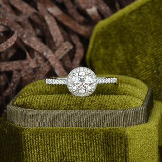 1.0 CT Round Moissanite Diamond Halo Engagement Ring