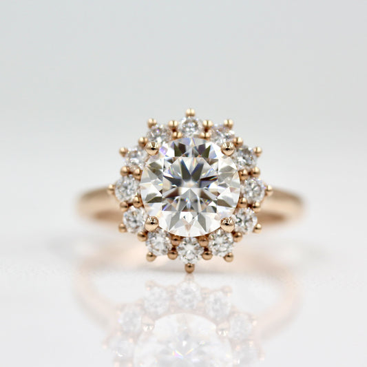 1.80 CT Round Moissanite Diamond Halo Engagement Ring