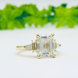 5.75 CT Emerald Moissanite Diamond Multi Stones Engagement Ring