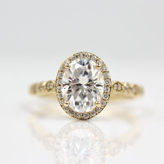 1.91 CT Oval Moissanite Diamond Halo Engagement Ring