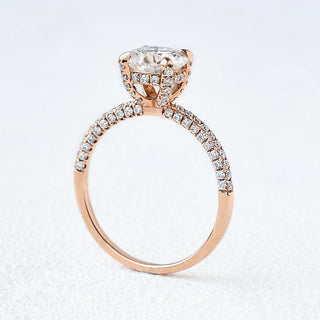 3.2 CT Round Moissanite Diamond Hidden Halo Engagement Ring