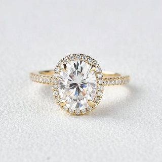 1.91 CT Oval Moissanite Diamond Halo Engagement Ring