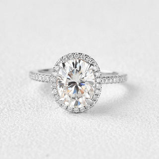 1.91 CT Oval Moissanite Diamond Halo Engagement Ring