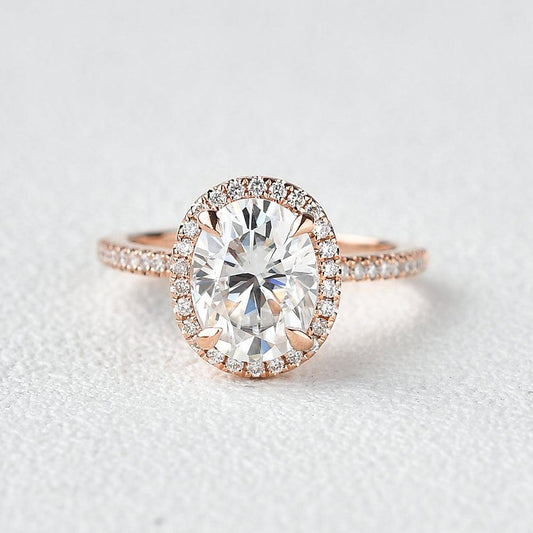 1.91 CT Oval Moissanite Diamond Halo Engagement Ring
