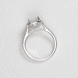 1.8 CT Cushion Moissanite Diamond Halo Engagement Ring