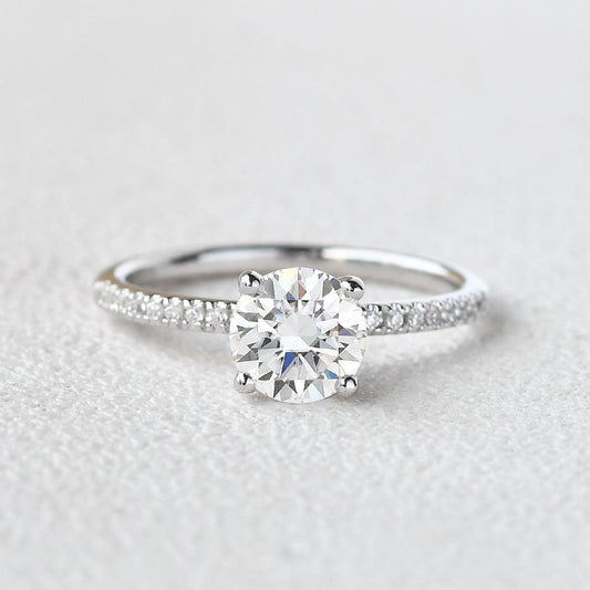 1.0 CT Round Moissanite Diamond Solitaire Engagement Ring