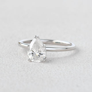 1.25 CT Pear Moissanite Diamond Solitaire Engagement Ring