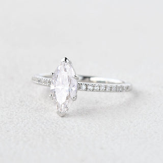 1.0 CT Marquise Moissanite Diamond Solitaire Engagement Ring