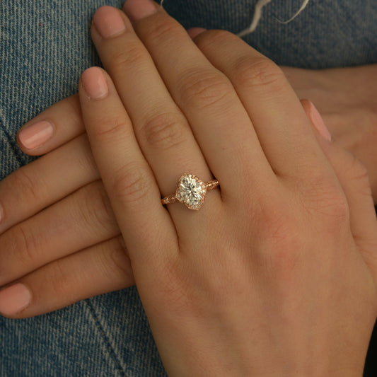 1.33 CT Oval Moissanite Diamond Vintage Engagement Ring