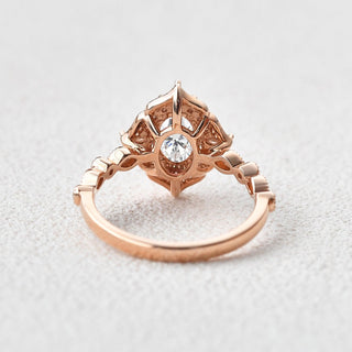0.94 CT Oval Moissanite Diamond Vintage Halo Engagement Ring