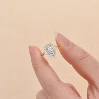 0.43 CT Oval Moissanite Diamond Ballerina Engagement Ring