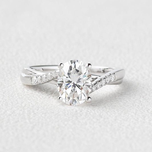 1.91 CT Oval Moissanite Diamond Solitaire Engagement Ring