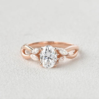 1.33 CT Oval Moissanite Diamond Art Deco Engagement Ring