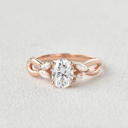 1.33 CT Oval Moissanite Diamond Art Deco Engagement Ring