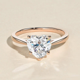 2.0 CT Heart Moissanite Diamond Solitaire Engagement Ring