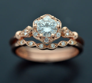 0.55 CT Round Moissanite Diamond Vintage Engagement Ring
