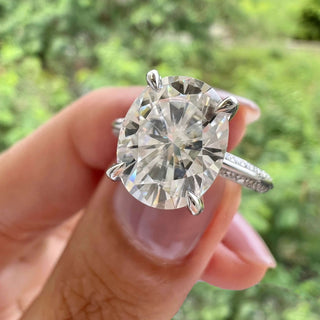 5.18 CT Oval Moissanite Diamond Hidden Halo Engagement Ring