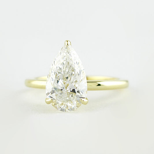 1.5 CT Pear Moissanite Diamond Hidden Halo Engagement Ring