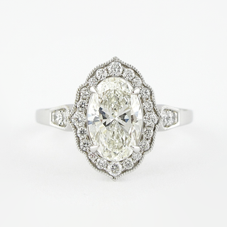 1.91 CT Oval Moissanite Diamond Vintage Halo Engagement Ring