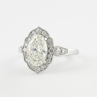 1.91 CT Oval Moissanite Diamond Vintage Halo Engagement Ring