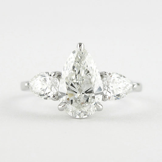 1.50 CT Pear Moissanite Diamond Three Stones Engagement Ring