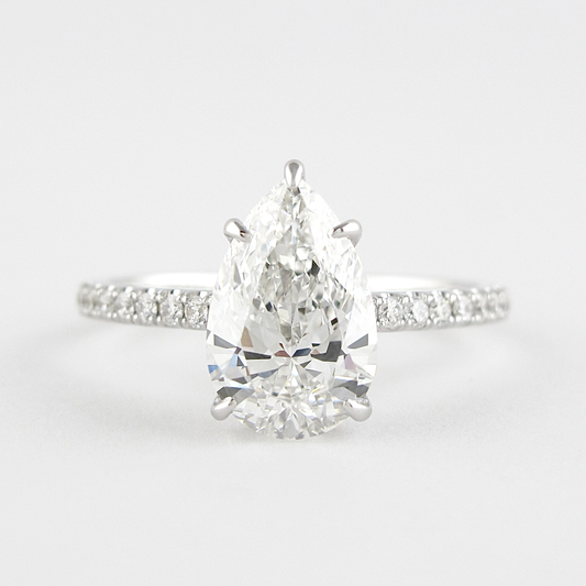 1.5 CT Pear Moissanite Diamond Hidden Halo Engagement Ring