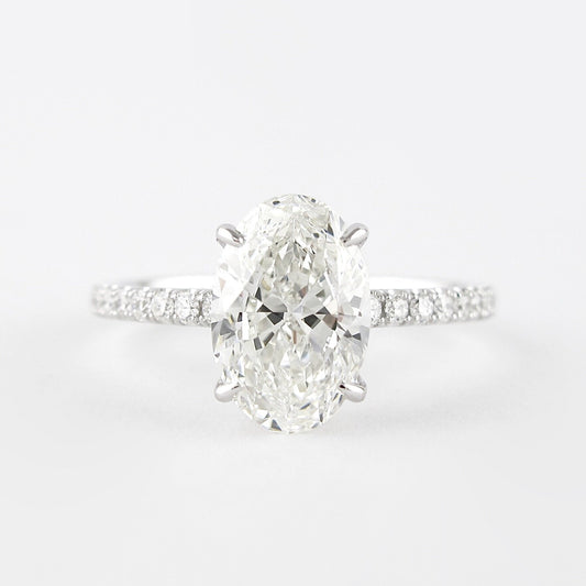 1.91 CT Oval Moissanite Diamond Hidden Halo Engagement Ring