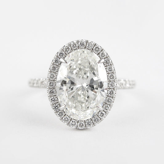 2.72 CT  Oval Moissanite Diamond Halo Engagement Ring