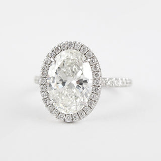 2.72 CT  Oval Moissanite Diamond Halo Engagement Ring